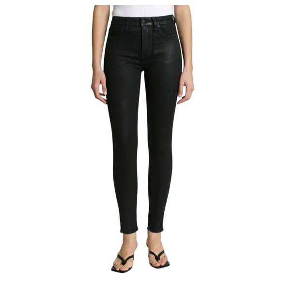 PISTOLA Coated Skinny Jeans | Aline High Rise Night Sky Black Stretch Denim EUC - Picture 1 of 11